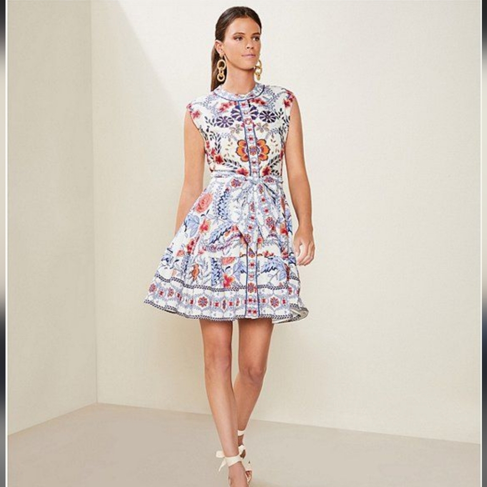 a loves a Floral Print Linnen Fit And Flare Dress